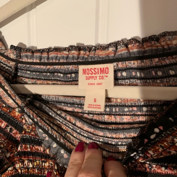 Black/ brown tube top with off shoulder cap sleeve - Picture 2 of 3